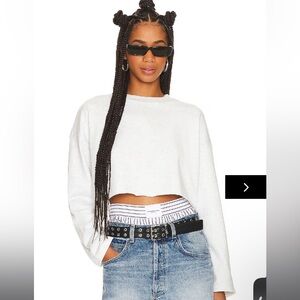 Revolve Superdown Sandra Crew Neck Top in Light Heather Grey